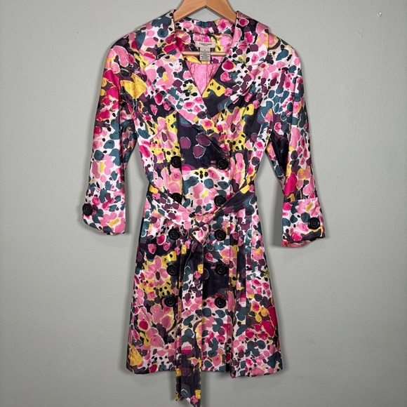 Vertigo Paris 3/4 Sleeve Belted Trench Jacket Coat-Bubbles Pink-Women Medium - Picture 1 of 4